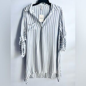 Raviya Women's Blue & White Striped Swim Cover-Up Tunic Size 2X